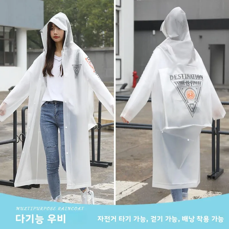 새로운 투명 롱 버전 전기차 우비 여성용 일체형 성인 하이킹 아웃도어 의류 가..