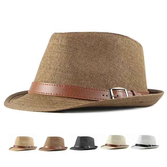 Summer Straw Hat Men's British Gentleman's Jazz Hat Women's Sunscreen Sun Hat Panama Fedora Hats Outdoor Casual Felt Hat Visor 1