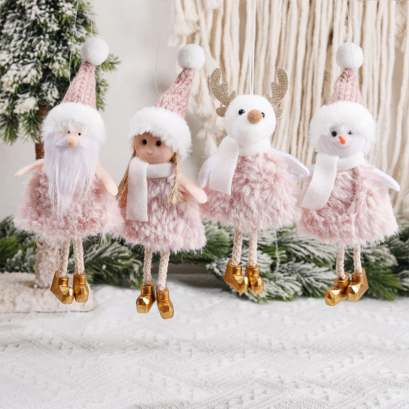 Christmas Cute Plush Angel Dolls Ornaments Santa Claus Snowman Elk
