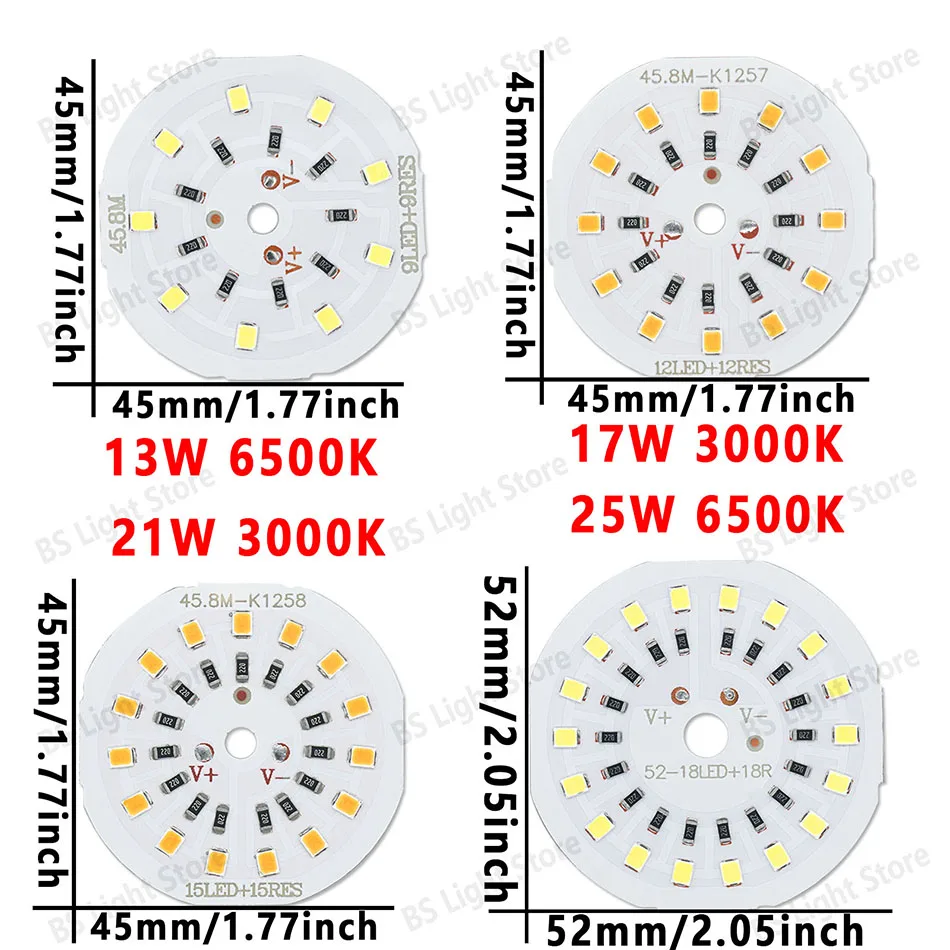 Description Picture 4 of item5pcs DC12V 3000K 6500K13W 17W 21W 25W lamp Bead LED Bulb Lamp Powerful SMD3030 Brightness Light Board For led bulb led downlight