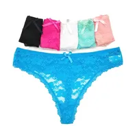 String sexy en coton et dentelle pour femme, sous-vêtement confortable, lingerie sans couture, dos en T, transparent, 3 pièces, taille S M L XL média 1