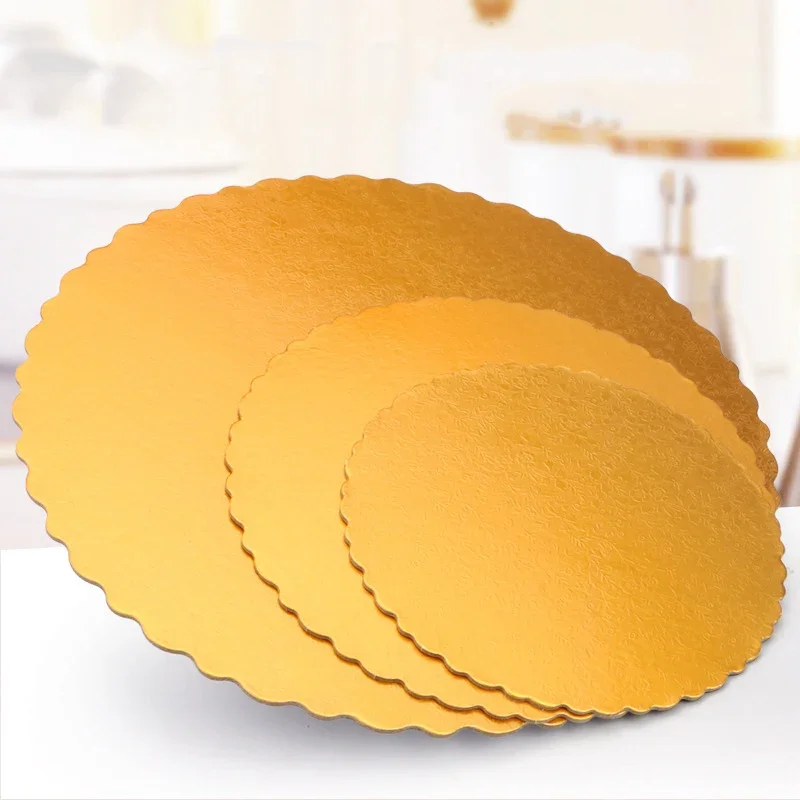 5pcs 6/8/12inch Cake Hard Paper Pad Wedding Birthday Party Trays Gold Card Board Flower Lace Round Cake Boards Decorating