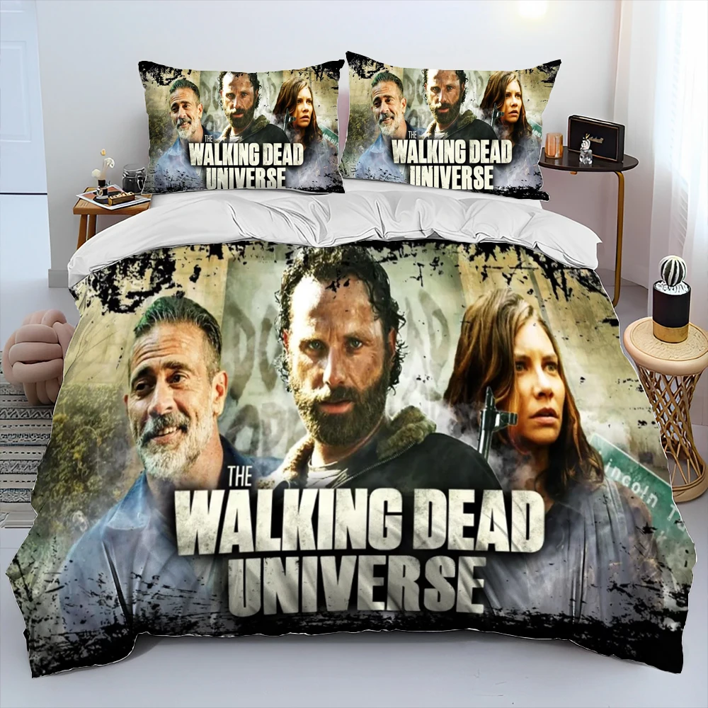 Horror TV The Walking Dead Lincoln Comforter Bedding Set,Duvet Cover Bed Set Quilt Cover Pillowcase,King Queen Size Bedding Set