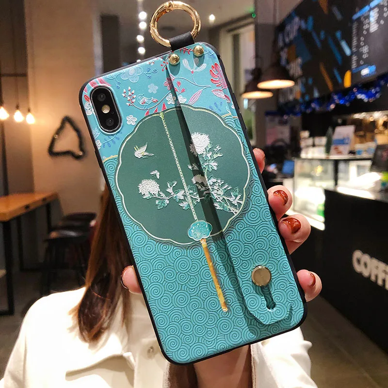 Chinese Style Circular Fan Wrist Strap Phone Case