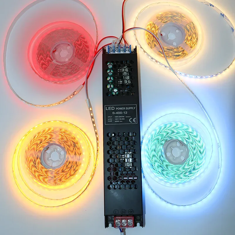 LED 스트립용 초박형 드라이버 정전압 전원 공급 장치 DC 12V / 24V 조명 변압기 60W 100W 150W 200W 300W 400W