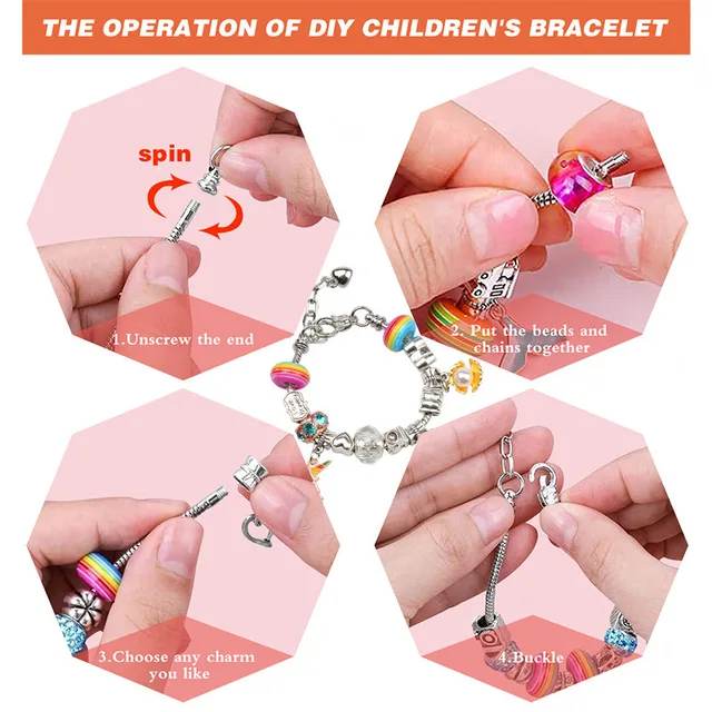 Girls Jewellery Bracelet Making Kit Crafts Diy Bracelets Toy Set Kids Beads Friendship Bracelet Girls Pretend Play Toys Gift 5