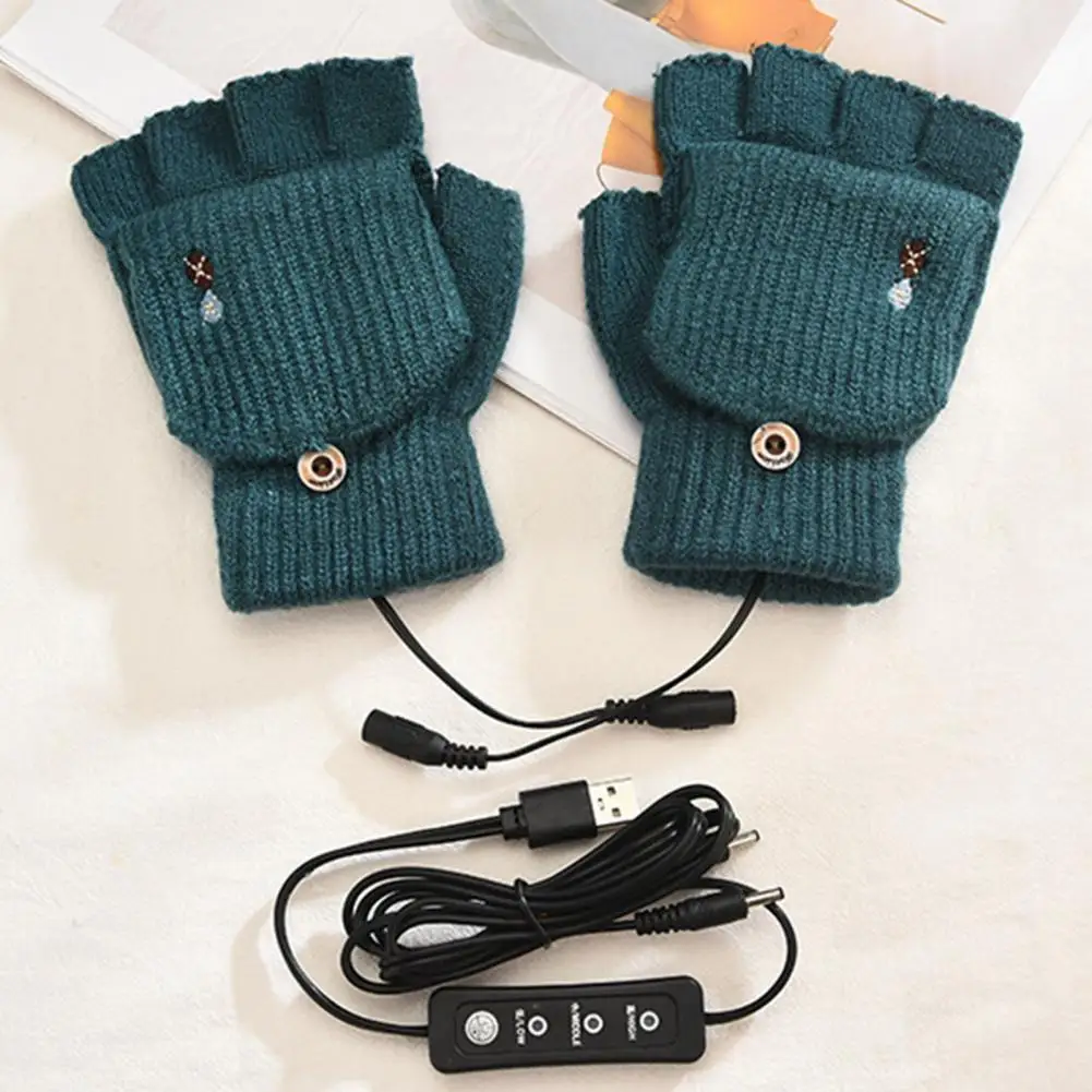 

Adjustable Temperature One-sided Heating Women Heated Gloves Outdoor Sport Winter Heating Mittens