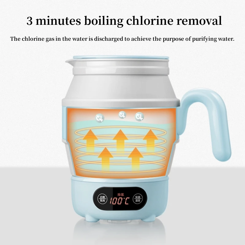 Folding Electric Kettle Portable Dechlorination Kettle Travel Home Automatic Power-off Constant Temperature Thermos Bottle