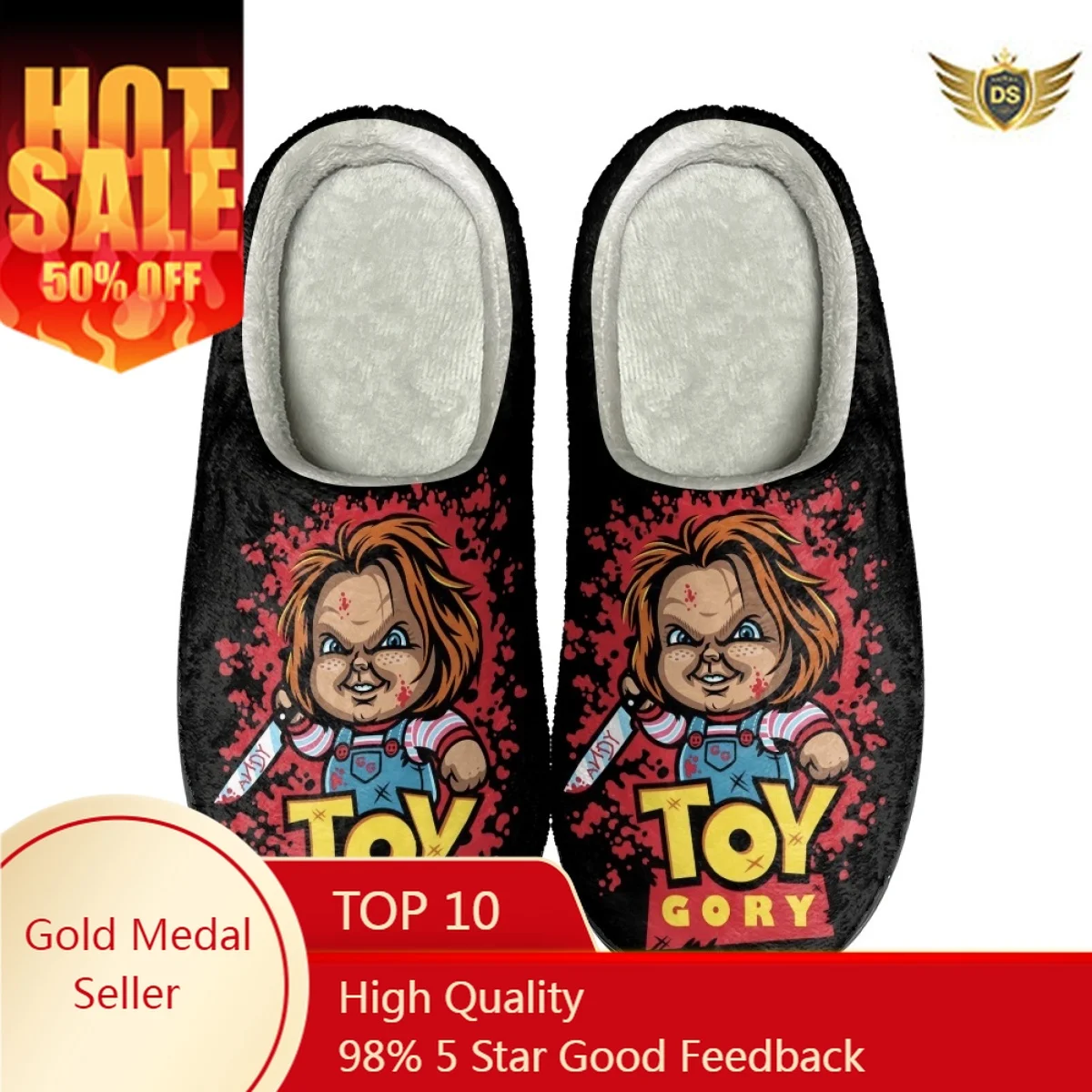 Horror Movie Winter Home Cotton Slippers Gifts Men and Women Warm Cozy Footwear Drop Ship Non-slip Casual Flats Sllides Slippers