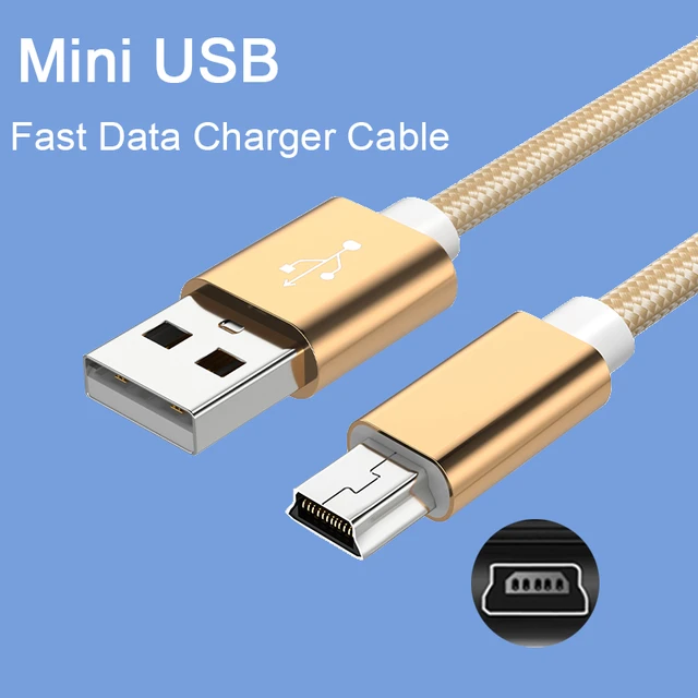 Mini cable USB 2.0 5PIN Mini USB se convierte a USB Transmisión de datos  rápidos Cable de cargador Usado para MP3 MP4 Jugador de coche DVR GPS  Cámara digital TV SMART HD