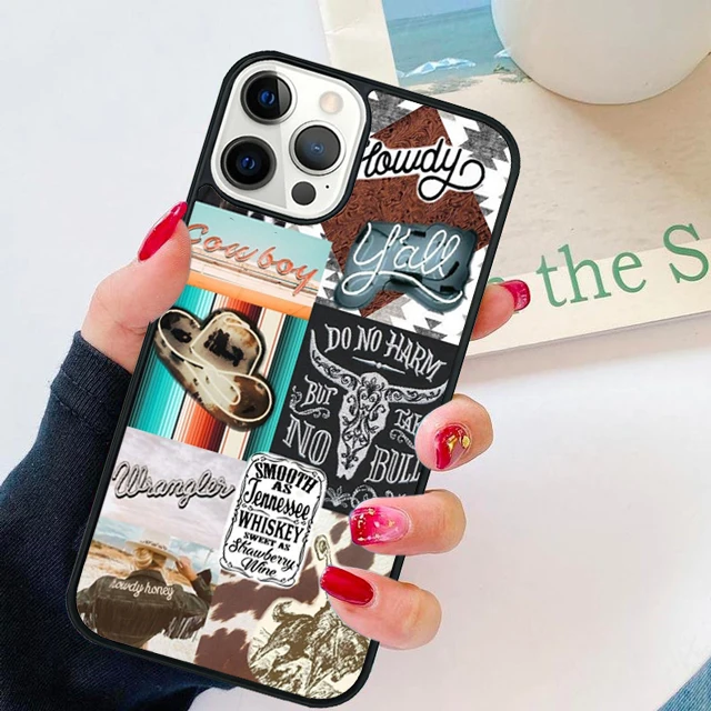 Retro Western Handyhülle Für IPhone 16 Pro – Coole TPU Hülle Mit Boho-Cowboy Design (stoßfest)