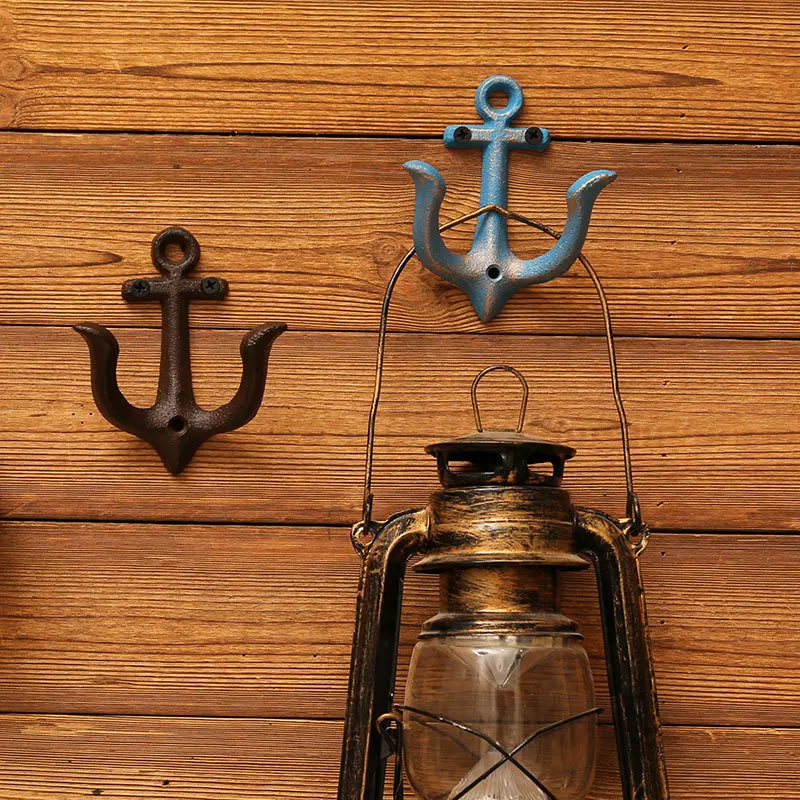 Minimalist Decor Coat Hook Cast Iron Anchor Double Hooks Decorative Key Holder Wall Hanger Bar Cafe Wall Decoration Accessories 3