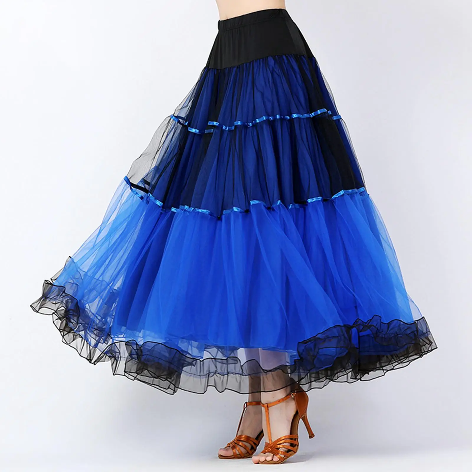 Girl Dance Costume Women Dance Skirt Womens Ballroom Dance Skirt Waltz Flamenco Costume Elastic Waistband Big Swing Adult Dance Wear Belly dance Costume Accessoires