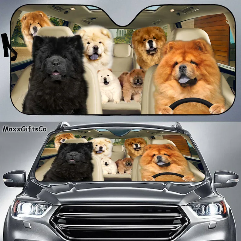 Chow Chow Car Sun Shade, Chow Chow Windshield, Dogs Family Sunshade, Chow Chow Car Accessories, Chow Chow Lovers Gifts , Dog Sun