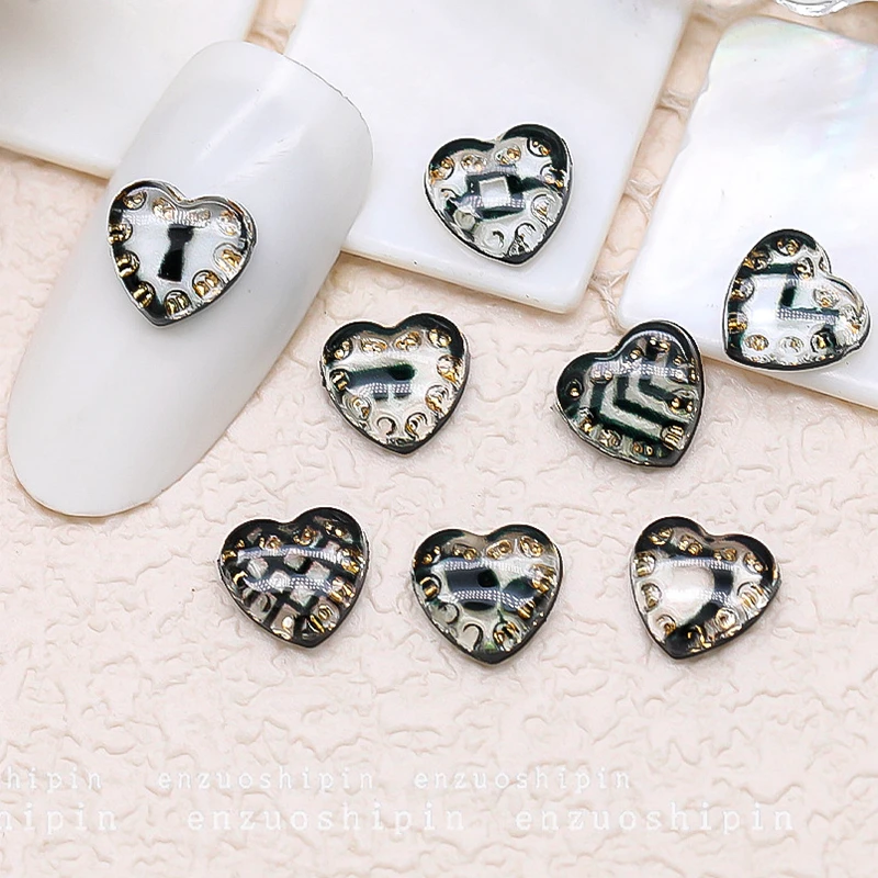 

40PCS Darkness 3D Acrylic Nail Art Heart Charms Accessories Resin Parts For Manicure Decor Nail Decoration Supplies Material