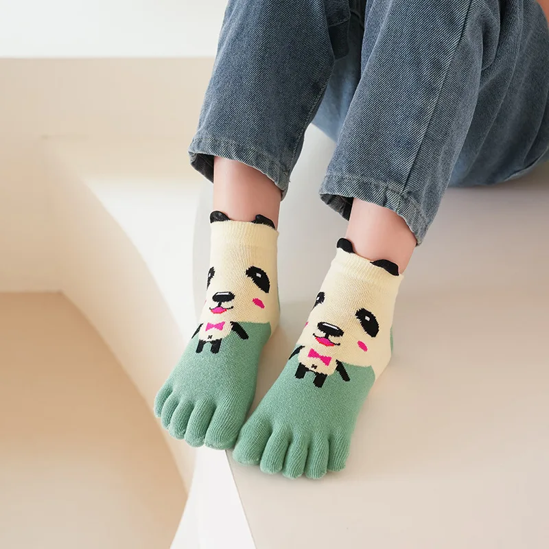 5 Pairs Children's Socks Five Finger Short Anime Cartoon Cotton Sweat-absorbing Corrected Toe Socks for Toddler Baby Boys Girls