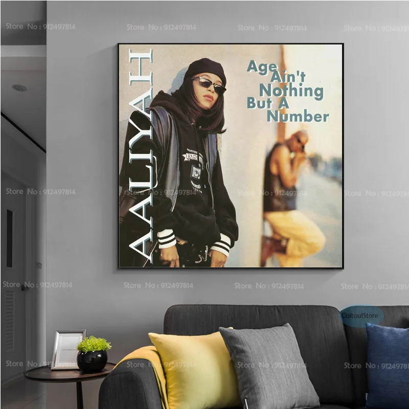 Canvas Painting Aaliyahes Art Rapper Hip Hop Music Album Music Album Star Poster Prints Wall Picture Art Living Home Room Decor 