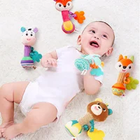 Hochets pour bébé, Animal en peluche doux, poignée, jouets pour bébé, Shaker froissé, grinçant, accessoires de voyage sensoriels, cadeaux pour tout-petits 6