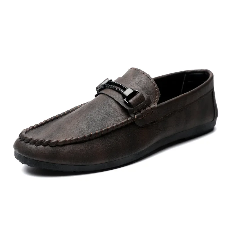 Men's Formal Summer Soft Sole Business Work Shoes Waterproof Lightweight Genuine Leather Loafers Flat Breathable