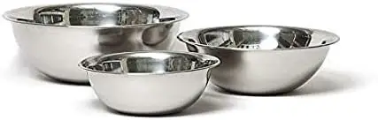 

Mixing Bowl Set (1-1/2, 3 & 5-Quart, Stainless Steel) Large wooden mixing bowl Clear bowls Enamel plate Sunflower bowl Enamel bo