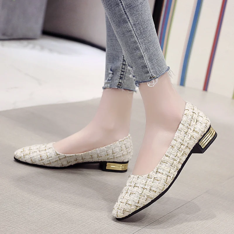 

Shoes for Women 2023 Spring Concise Pointed Toe Low Heel Women's Casual Shoes Shallow Slip on Ladies Single Shoes Female Loafers