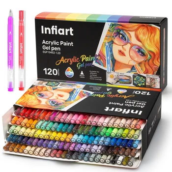 Pennarelli acrilici Infiart 120 colori, pennarelli artistici professionali per lo sfumamento per studenti
