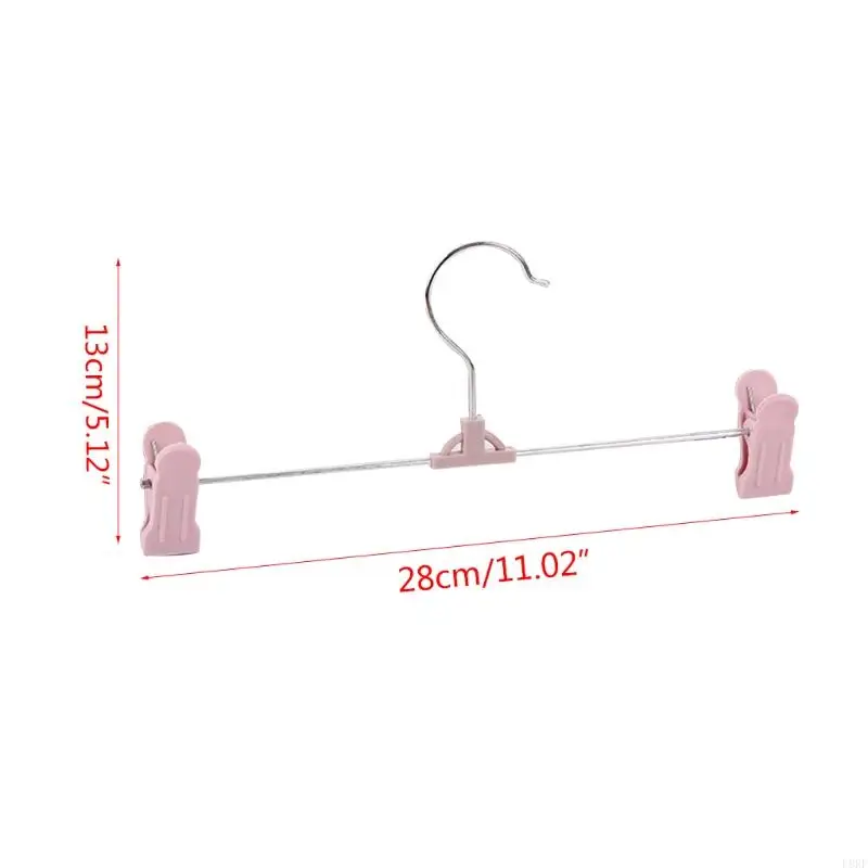 L8RF 10 Pcs Practical Plastic Pants Hanger with 2 Adjustable Clips Anti-Rust Hook 6