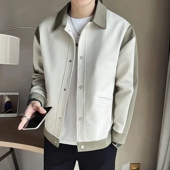 Trendy High-end Men's Color Block Jacket Casual Loose Fit Spring Autumn Fashionable Wear For Men 1