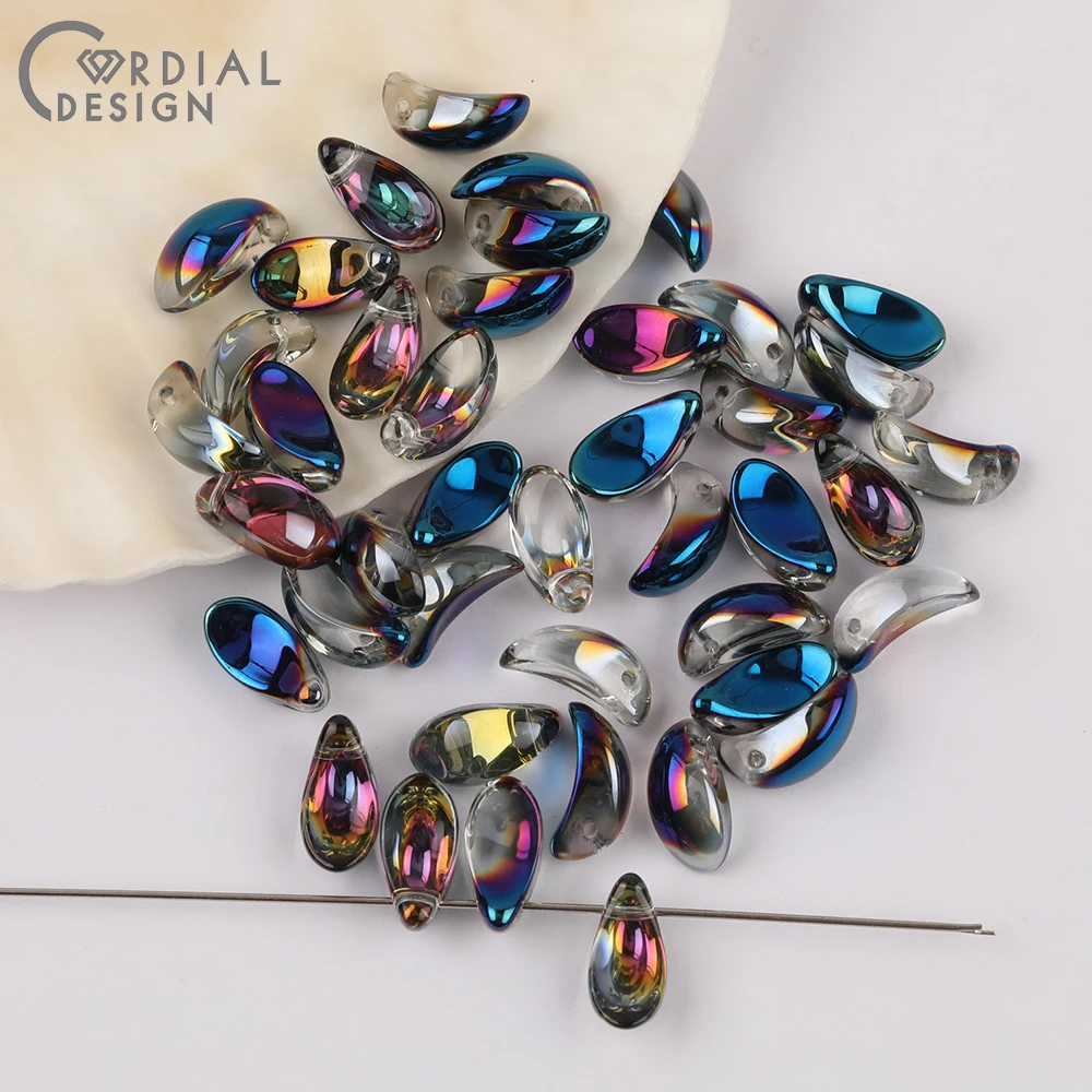 Cordial Design 6*13MM 400pcs Beads Making/Aurora Effect/DIY Glass Bead/Hand Made/Petal Shape/Jewelry Findings & Components - cordial