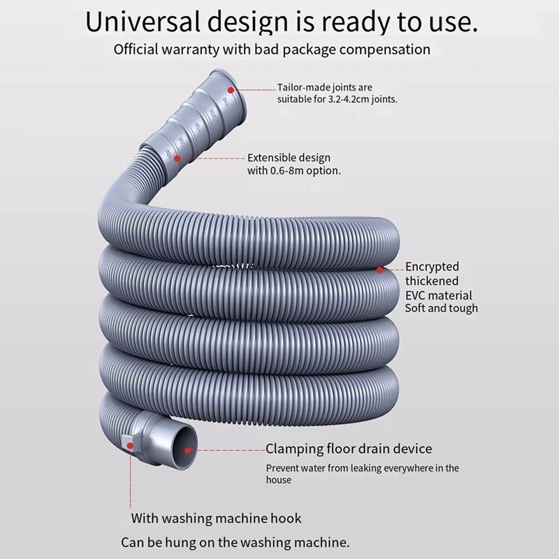 1.5/3/5M PVC Washing Machine Dishwasher Drain Waste Hose Extension Pipe Bracket Set Wash Machine Ablaufschlauch drainage pipe set