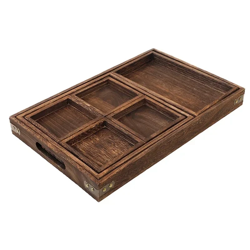 

Solid Wood Tray Fireside Tea Tray For Brewing Tea In A Furnace Wooden Nested Tray Seven Piece Set Of