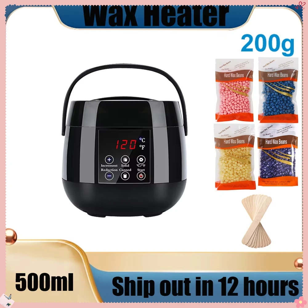 Wax Beans Waxing Machine Kit 500ml Wax Warmer Machine Brazilian Hard Waxing Epilator Wax-melt Pot Bikini Body Hair Removal