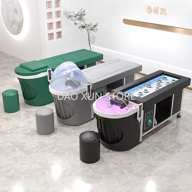 

Luxury Steam Shampoo Bed Wash Hair Lighting Moxibustion Water Circulation Head Hair Therapy Shampouineuse Salon Equipment MQ50SC