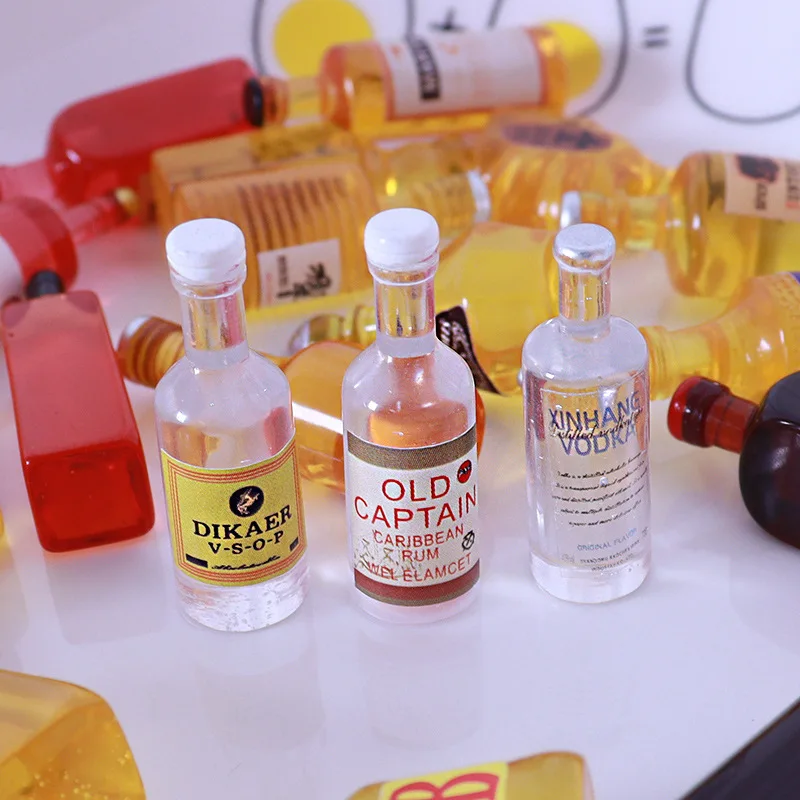 10pcs Miniature Dollhouse Bottle of Water Model Foreign Wine Bottle Drinks Mini Play Kitchen for Doll Food Toy Accessories Gift 2