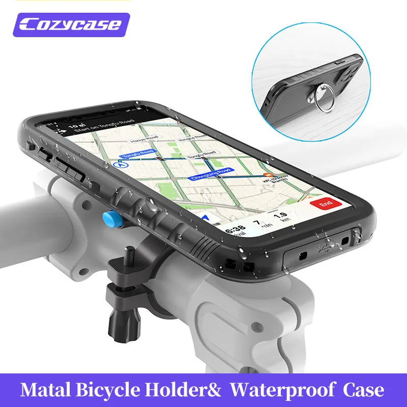 Cozycase 3 in 1 für Bike Mount iPhone 14 13 12 11 Pro Max Motorrad Fahrrad  Telefon Halter Aluminium Fahrrad mount Wasserdichte Fall - AliExpress