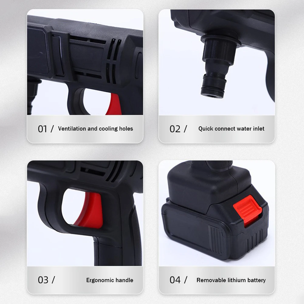 Car Wash Gun 100W 10000mAh Cordless Washing Guns High Pressure Washer Spray Water Gun Portable Washing Machine for Garden high pressure washer gun,electric water spray gun,high pressure sprayer