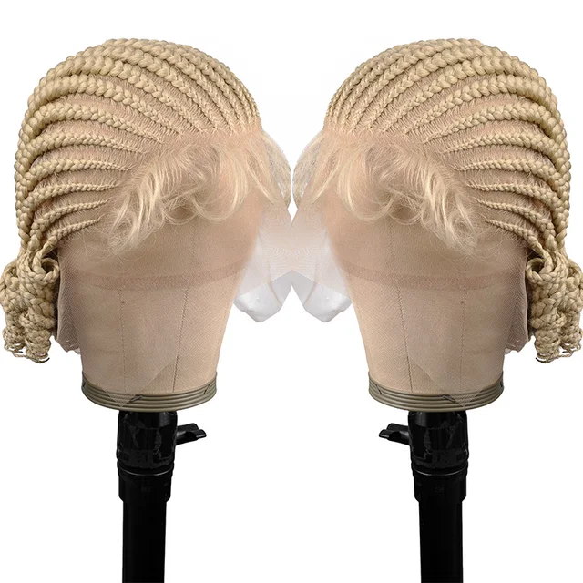 Perruque tressée courte en dentelle complète de 8 pouces, style BOB, perruque synthétique courte tressée en boîte, perruque en fibre résistante à la chaleur