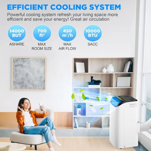 14000 BTU Portable Air Conditioners with Remote Control, 3-in-1 Free Standing Cooling AC Unit with Fan & Dehumidifier 2