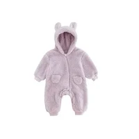 Cute Cartoon Baby Rompers Autumn Warm Fleece Infant Jumpsuits 0-2 Years Baby Boys Girls Homewear Clothing for Winter 4