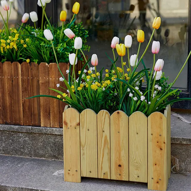 Mesterséges Tulipán Hortenzia Levendula Virágok Zöld Cserjék Hamis Növény Kültéri Kerti Teraszhoz Előlap Tornác Udvar Dekoráció