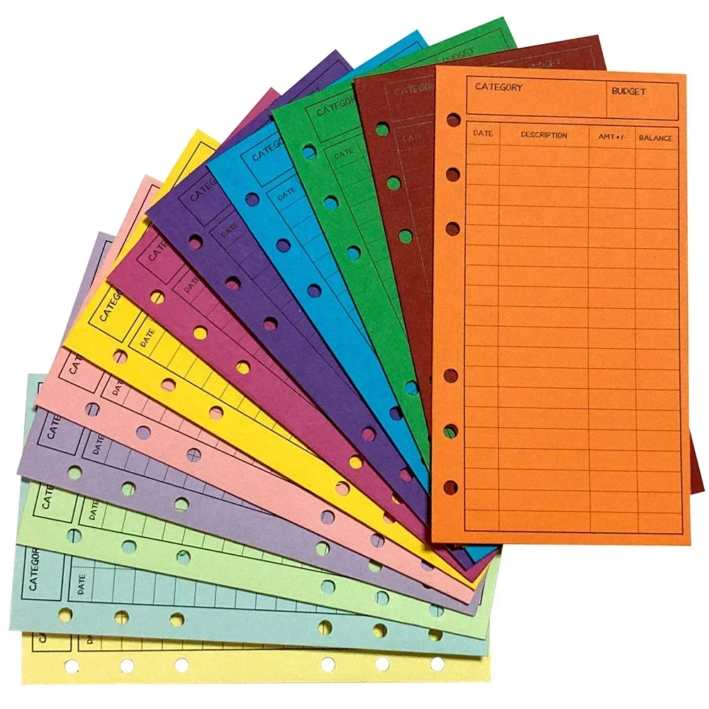 12pcs Budget Envelopes Multifunction Layout Holepunched Bill Organizer Cardstock Cash Envelope Journal Planner Accessories