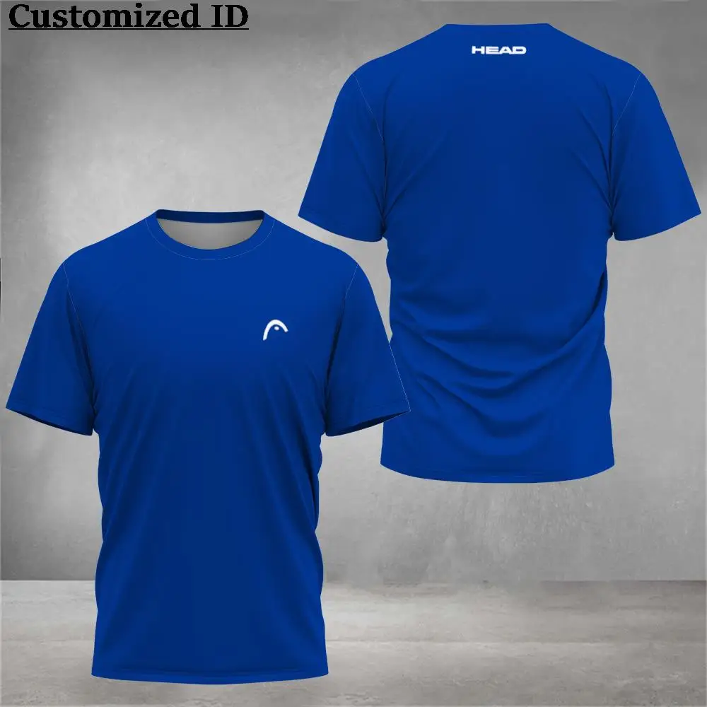 New Men Fitness Short Sleeve Men's Solid Color Printed Tennis Clothing Breathable Head Badminton Sports Clothing Golf Clothing 4