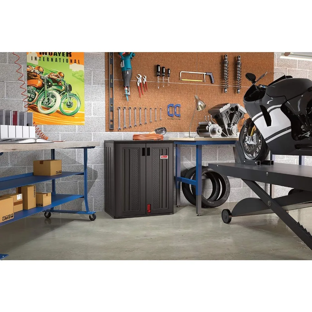 9 Cubic Ft. Heavy-Duty Resin Cabinet with 2 Shelves, Dark Grey 2