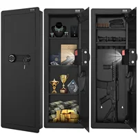 VEVOR 42.91" Tall Wall Gun Safe, 4-Tier Hidden Gun Safe with Keypad & Fingerprint,3 Removable Shelves & 6 Key Holders /LED Light 1