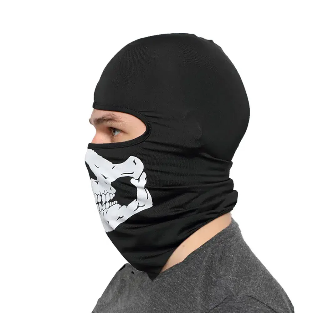  - Halloween Skull Print Balaclava Cosplay Costume Ghost Full Face Bike Face Mask Outdoor Motorcycle Riding Men Hat Ski Caps