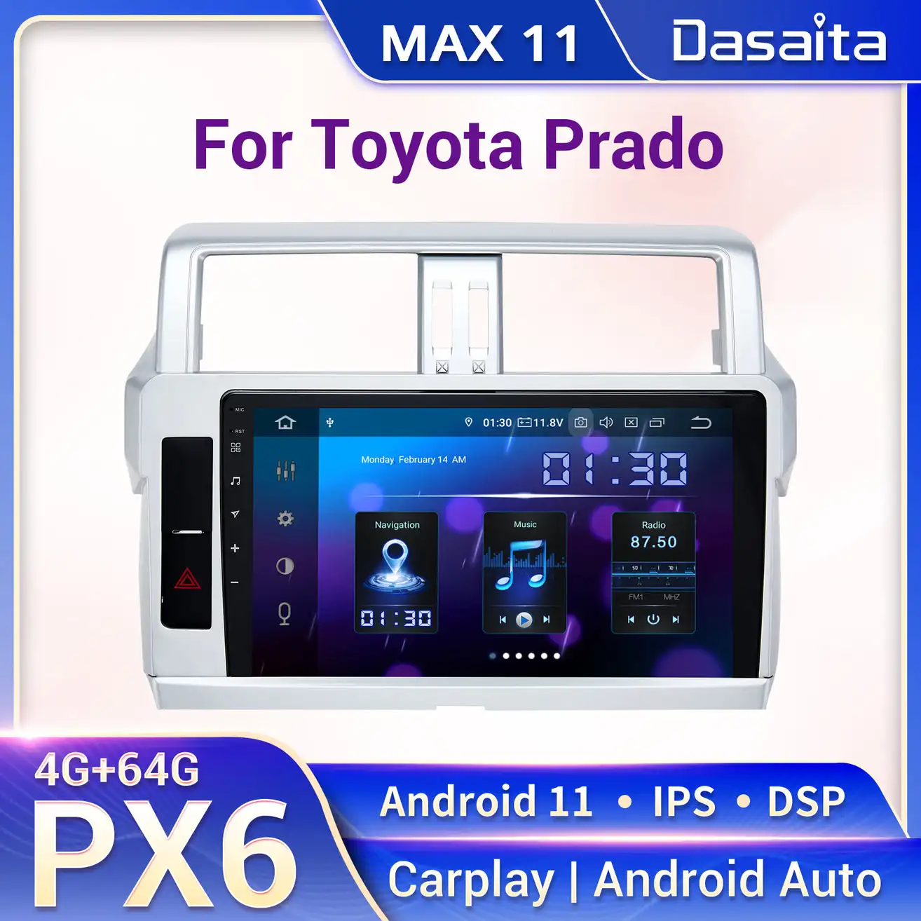 

Dasaita Android 11 мультимедийный плеер для Toyota Prado 2014 до 2017 стерео Android Автомобильная Навигация Carplay IPS 1280*720 AHD Max11