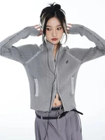 KOSAHIKI Vintage Zipper Cardigan Women Embroidery Y2k Aesthetic Grunge Sweater Jackets Female Harajuku Slim Knitted Coats Femme - Image 5