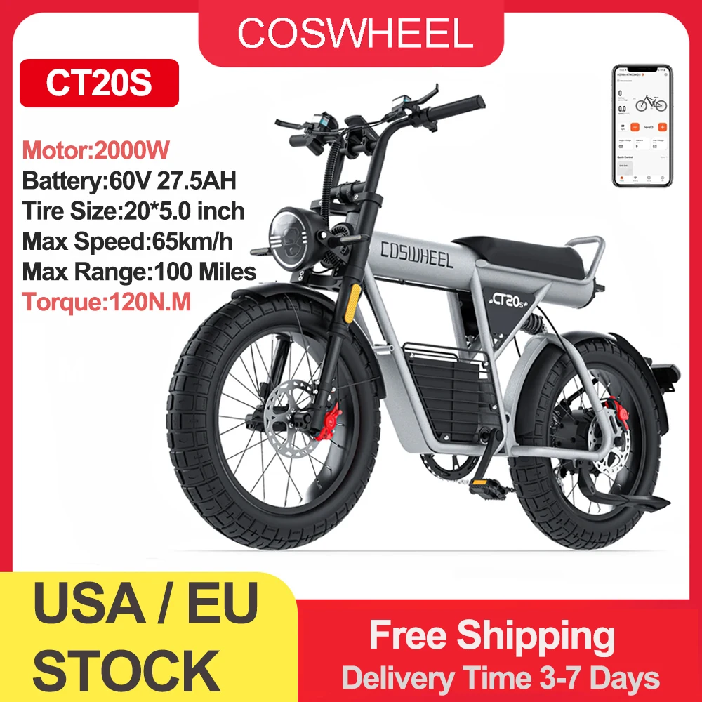 Coswheel Electric Bicycle Adult CT20S 3000W 60V Removable