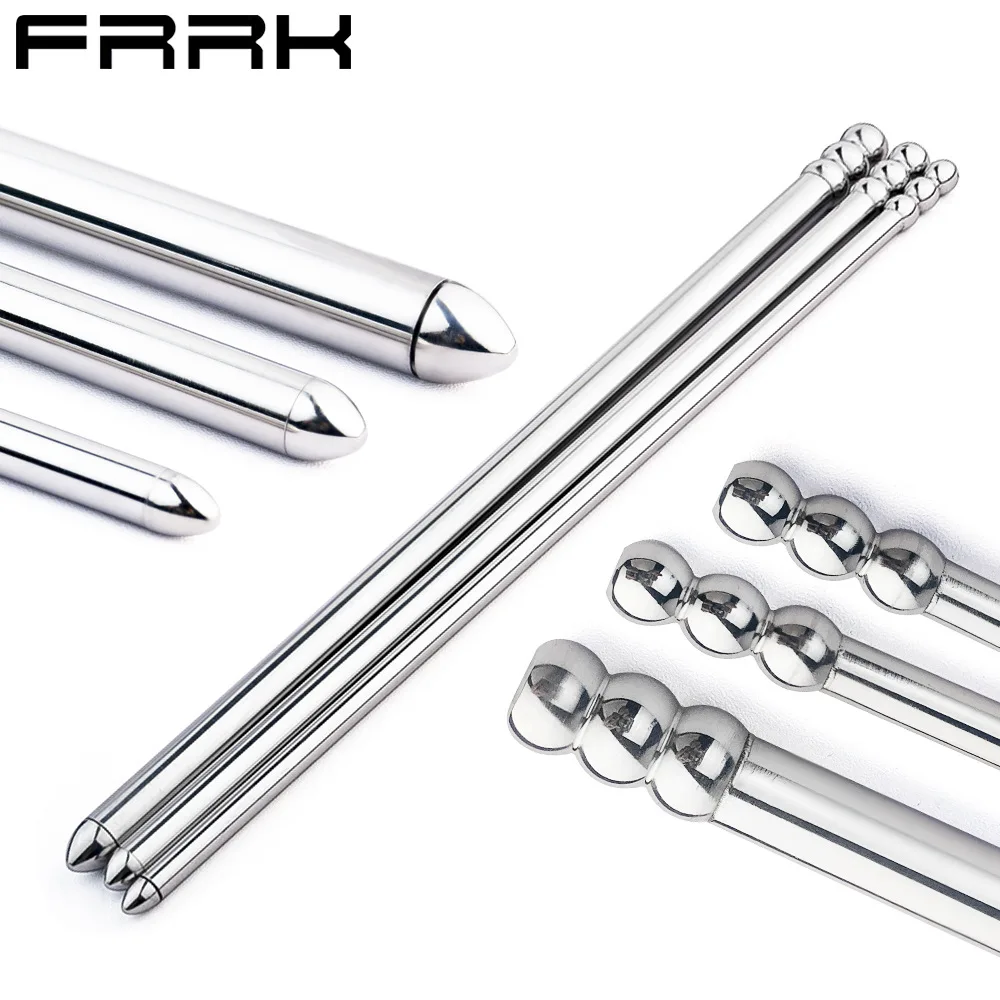 FRRK Sextoy Male Steel Penis Plug Butt Beads G Spot Wand Prostate Massage Stick Double Dildo Vagina Sex Toys Anal Penetrator