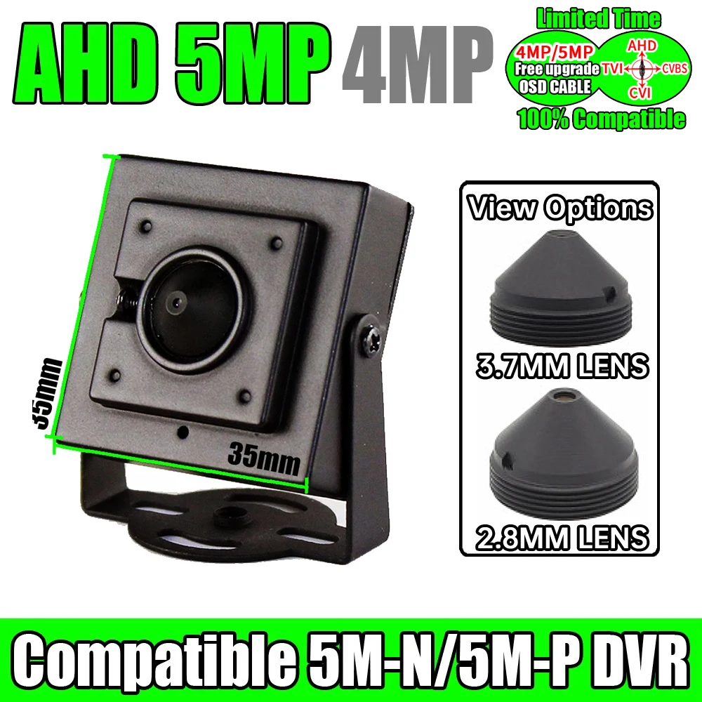 3.7mm 2.8mm 콘형 금속 보안 CCTV 미니 카메라 AHD 5MP 4MP 4in1 짧은 동축 디지털 HD 홈용 650 ...